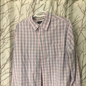 Men’s button down pink blue checkered